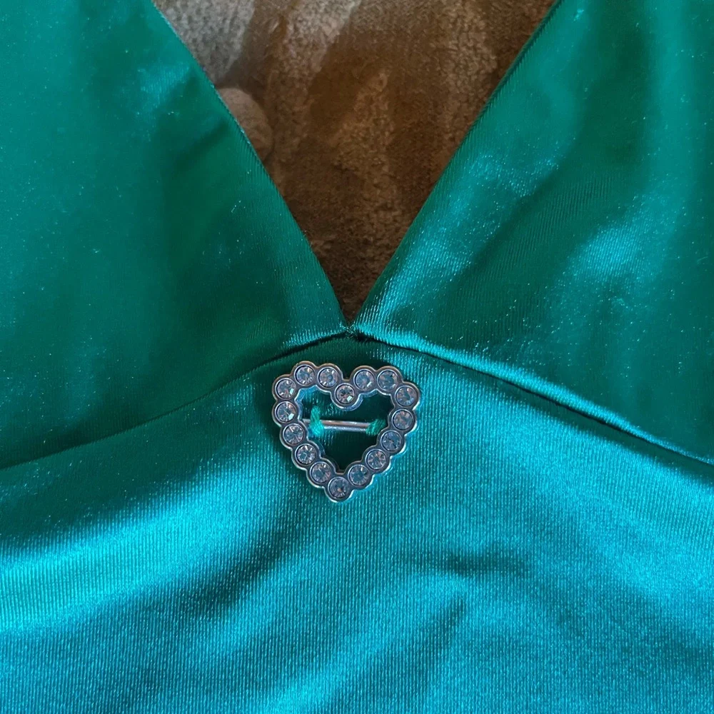 Rue21 Emerald Satin Bralette with Heart Charm - Picture 2 of 6